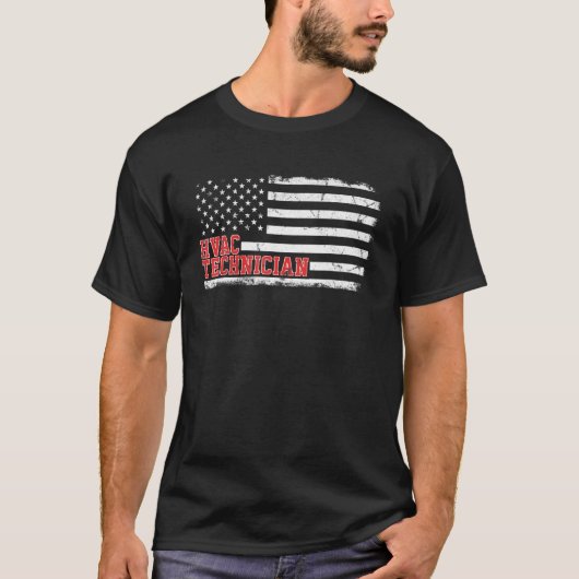 Hvac Technician Us American Flag Hvac Tech Tシャツ (正面)