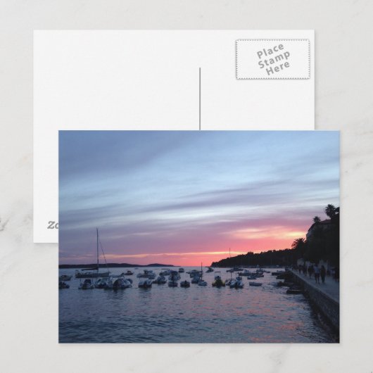 Hvarに夕日 ポストカード (正面/裏面)