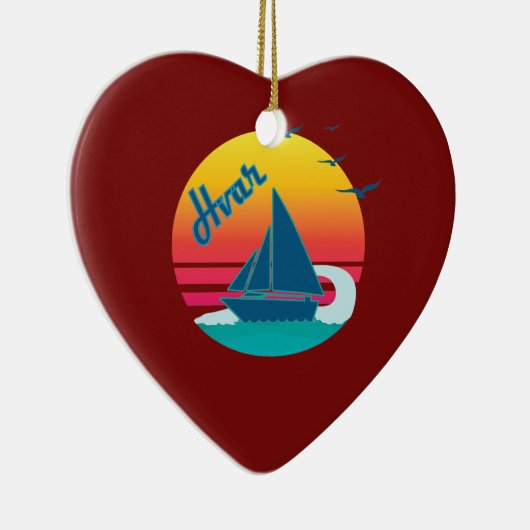 #HvarヴィンテージのHvarのレトロの日没 セラミックオーナメント (右)