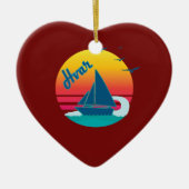 #HvarヴィンテージのHvarのレトロの日没 セラミックオーナメント (正面)