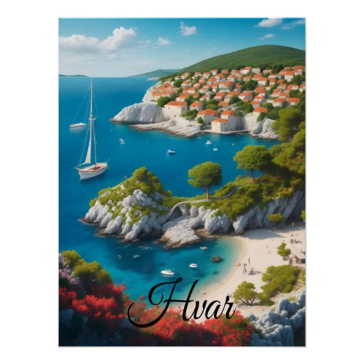 Hvar Croatia Travel Poster ポスター (正面)