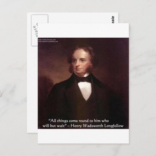 HWロングフェロー「すべて来のまわりに」知恵引用文ギフト ポストカード (正面/裏面)