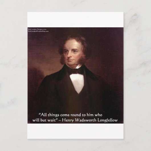 HWロングフェロー「すべて来のまわりに」知恵引用文ギフト ポストカード (正面)