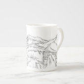Hw1 CA etching mug ボーンチャイナマグカップ (正面右)