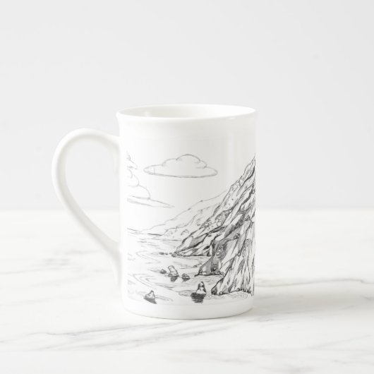 Hw1 CA etching mug ボーンチャイナマグカップ (左)