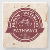 HWPのロゴのTravertineのコースター ストーンコースター (正面)