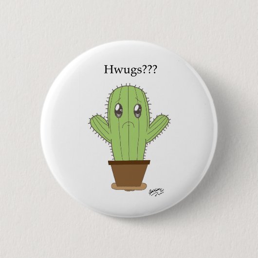 "Hwugsか。か。か"。 サボテン 缶バッジ (正面)