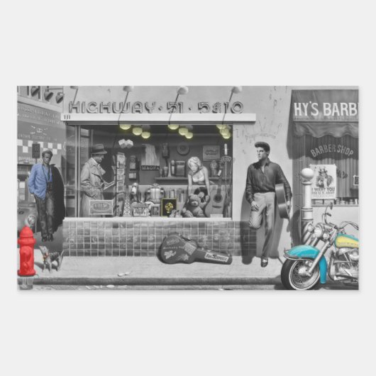 HWY 51シルバー 長方形シール (正面)