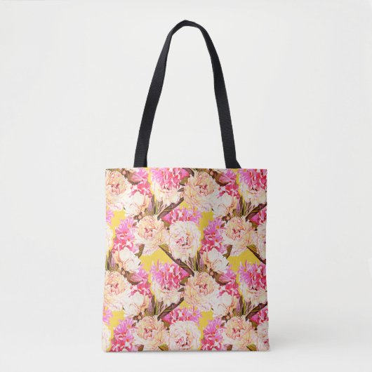 Hyacinth and peonis flowers, seamless pattern. Wat トートバッグ (正面)