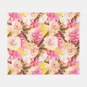 Hyacinth and peonis flowers, seamless pattern. Wat フリースブランケット (正面(横))