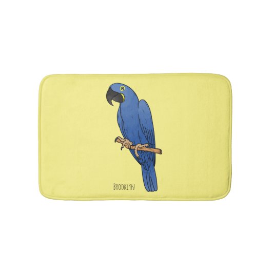 Hyacinth macaw bird cartoon illustration バスマット (正面)