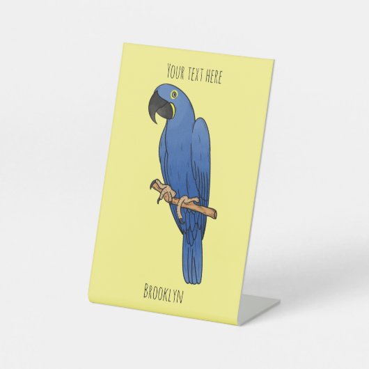 Hyacinth macaw bird cartoon illustration 台座サイン (正面)