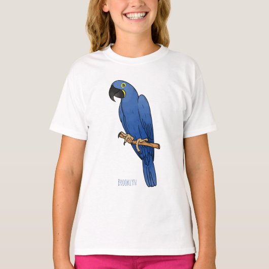 Hyacinth macaw bird cartoon illustration  tシャツ (正面)