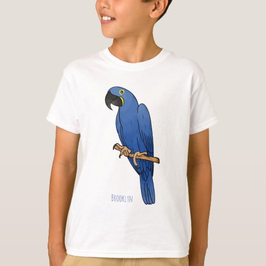 Hyacinth macaw bird cartoon illustration  tシャツ (正面)