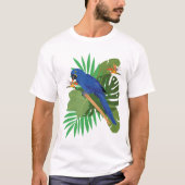 Hyacinth macaw with leaves tシャツ (正面)