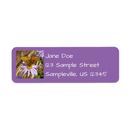 Hydaspe Fritillary on Purple Aster Flowers ラベル (正面)