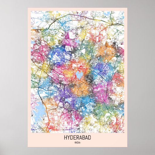 Hyderabad India City Map ポスター (正面)