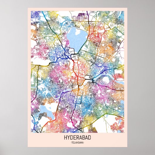 Hyderabad Telangana Map ポスター (正面)