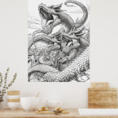 Hydra Coloring Book Page - Giant Snake Creative ポスター (キッチン)