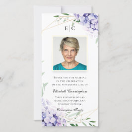 Hydrangea薄紫フローラ幾何記念 サンキューカード