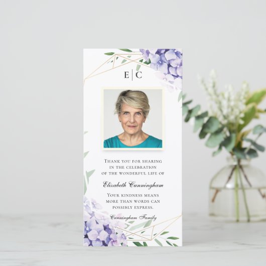 Hydrangea薄紫フローラ幾何記念 サンキューカード (スタンド正面)