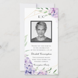 Hydrangea薄紫フローラ幾何記念 サンキューカード