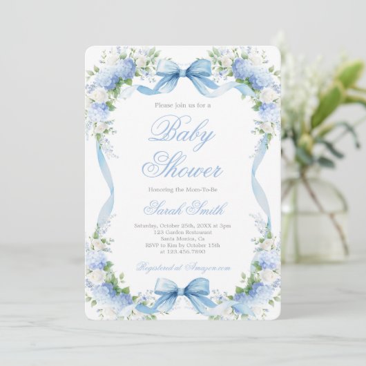 Hydrangea Baby Shower Boy Invitation 招待状 (スタンド正面)