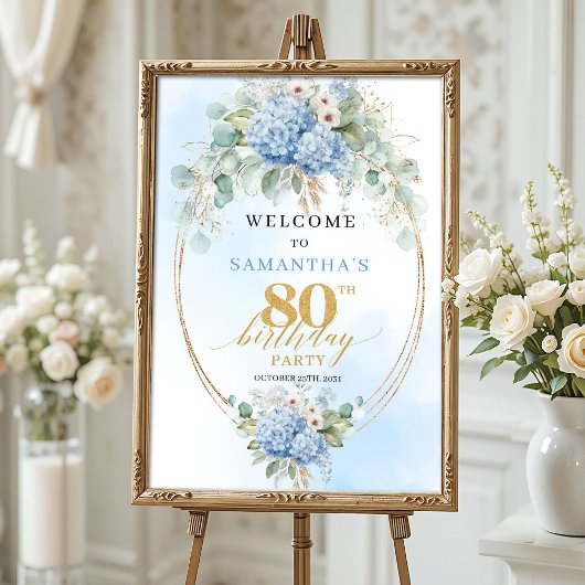 Hydrangea Bloom Boho Celebration 80th birthday   ポスター