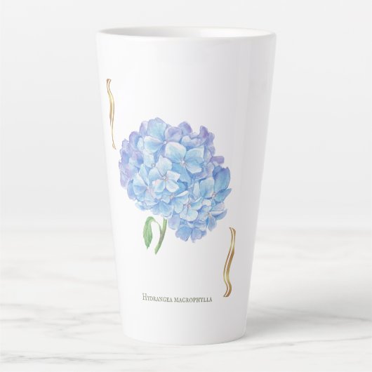 Hydrangea Bloom – Vintage Botanical Flower  カフェラテマグ (正面)