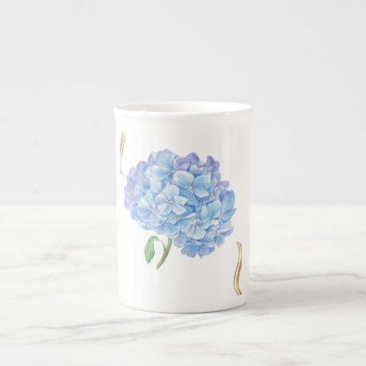 Hydrangea Bloom – Vintage Botanical Flower  ボーンチャイナマグカップ (正面)