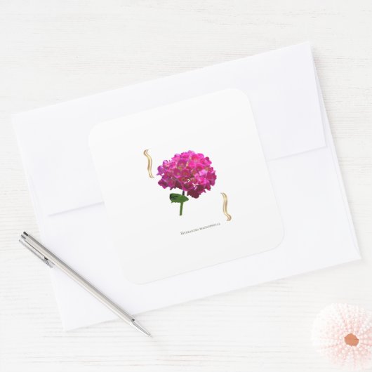 Hydrangea Bloom – Vintage Botanical Fuchsia スクエアシール (封筒)