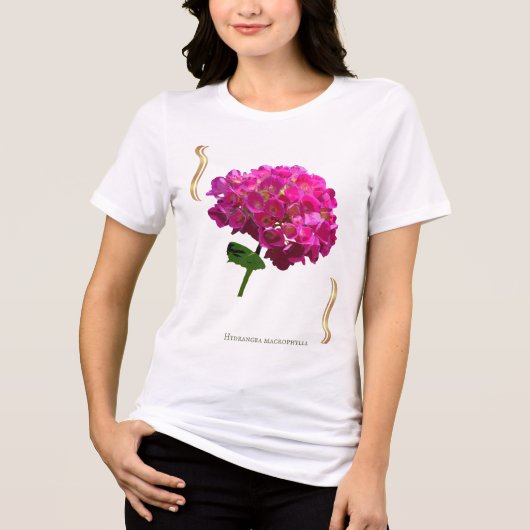 Hydrangea Bloom – Vintage Botanical Fuchsia トライブレンドTシャツ (正面)