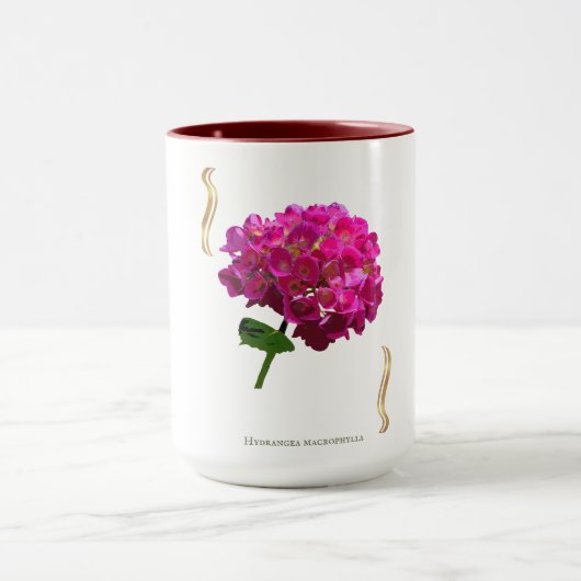 Hydrangea Bloom – Vintage Botanical Fuchsia マグカップ (中央)
