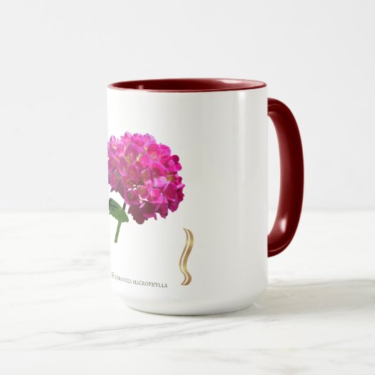 Hydrangea Bloom – Vintage Botanical Fuchsia マグカップ (正面右)