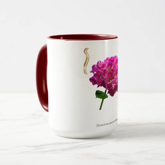 Hydrangea Bloom – Vintage Botanical Fuchsia マグカップ (正面左)