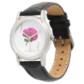 Hydrangea Bloom – Vintage Botanical Fuchsia 腕時計 (アングル)