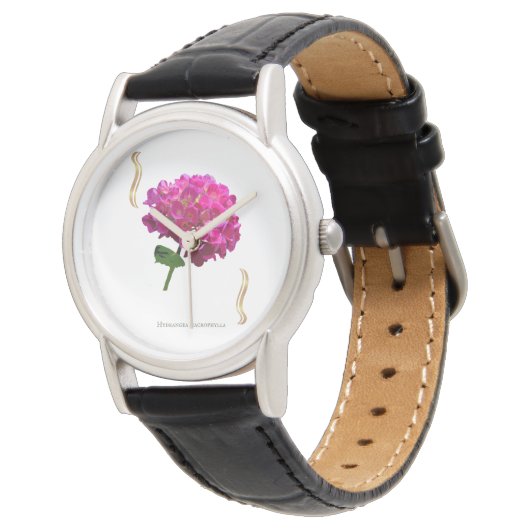 Hydrangea Bloom – Vintage Botanical Fuchsia 腕時計 (アングル)