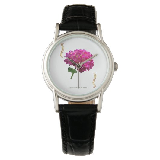 Hydrangea Bloom – Vintage Botanical Fuchsia 腕時計 (正面)
