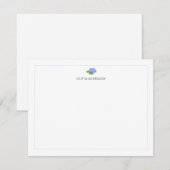 Hydrangea Blue Border Personalized Stationery ノートカード (正面/裏面)