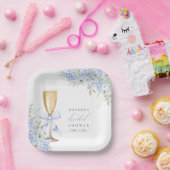 Hydrangea Blue Floral Bridal Shower ペーパープレート (パーティー)