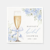 Hydrangea Blue Floral Bridal Shower Paper Napkin スタンダードカクテルナプキン (正面)