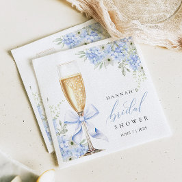 Hydrangea Blue Floral Bridal Shower Paper Napkin スタンダードカクテルナプキン