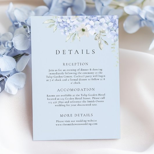 Hydrangea Blue Wedding Details Enclosure Card エンクロージャーカード