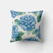 Hydrangea Blues Floral Watercolor Botanical Blooms クッション (裏面)