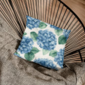 Hydrangea Blues Floral Watercolor Botanical Blooms クッション