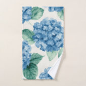 Hydrangea Blues Floral Watercolor Botanical Blooms バスタオルセット (ハンドタオル)