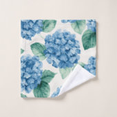 Hydrangea Blues Floral Watercolor Botanical Blooms バスタオルセット (ウォッシュタオル)
