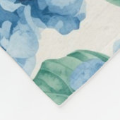 Hydrangea Blues Floral Watercolor Botanical Blooms フリースブランケット (角)