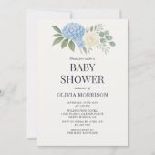 Hydrangea Botanical Eucalyptus Baby Shower 招待状 (正面)