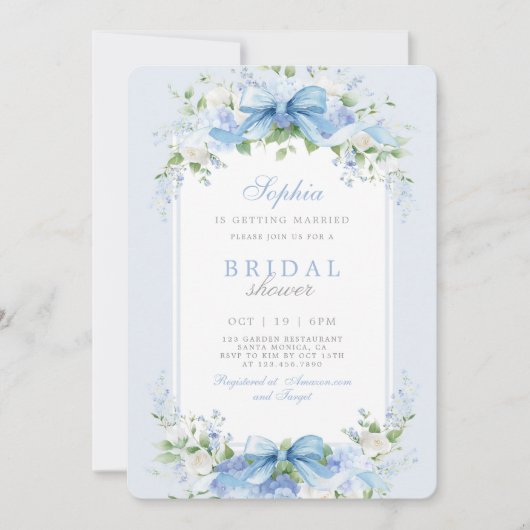 Hydrangea bridal shower invitation 招待状 (正面)